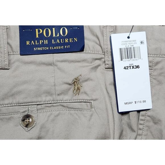 Polo Ralph Lauren Men's 42Tx36 Pants Stretch Classic Fit, Cotton Blend Twill NWT - Picture 4 of 8